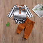 Load image into Gallery viewer, LIORAITIIN - 2 Pcs Baby Boy Girl Casual Suit Clothing Round Neck Long Sleeve Stripe Romper Button Decoration Loose Trousers - KME means the very best
