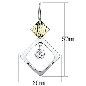 LO2670 - Gold+Rhodium Iron Earrings with AAA Grade CZ in Clear - KME means the very best