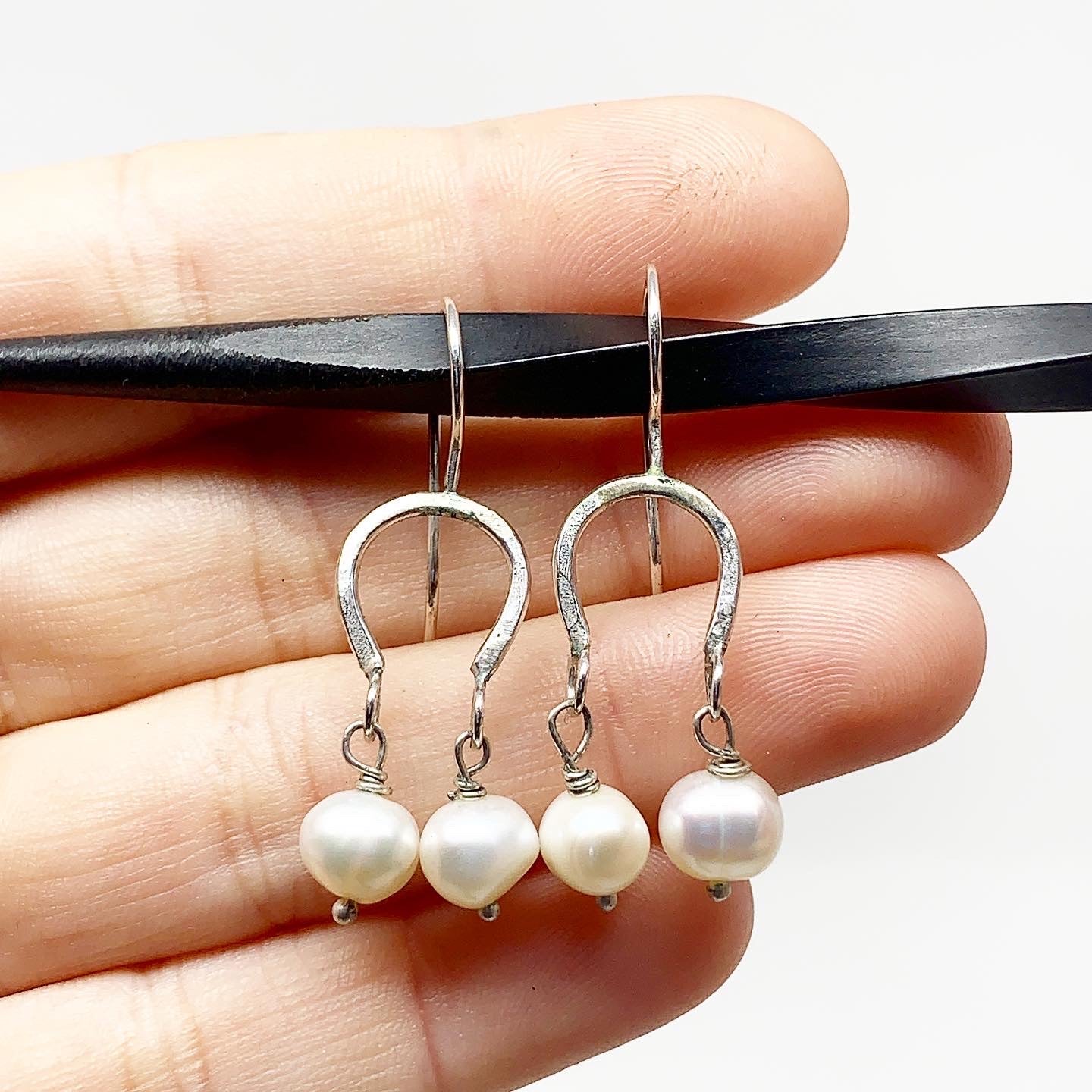 Lucky Horseshoe Pearl Drop Earrings - KME means the very best