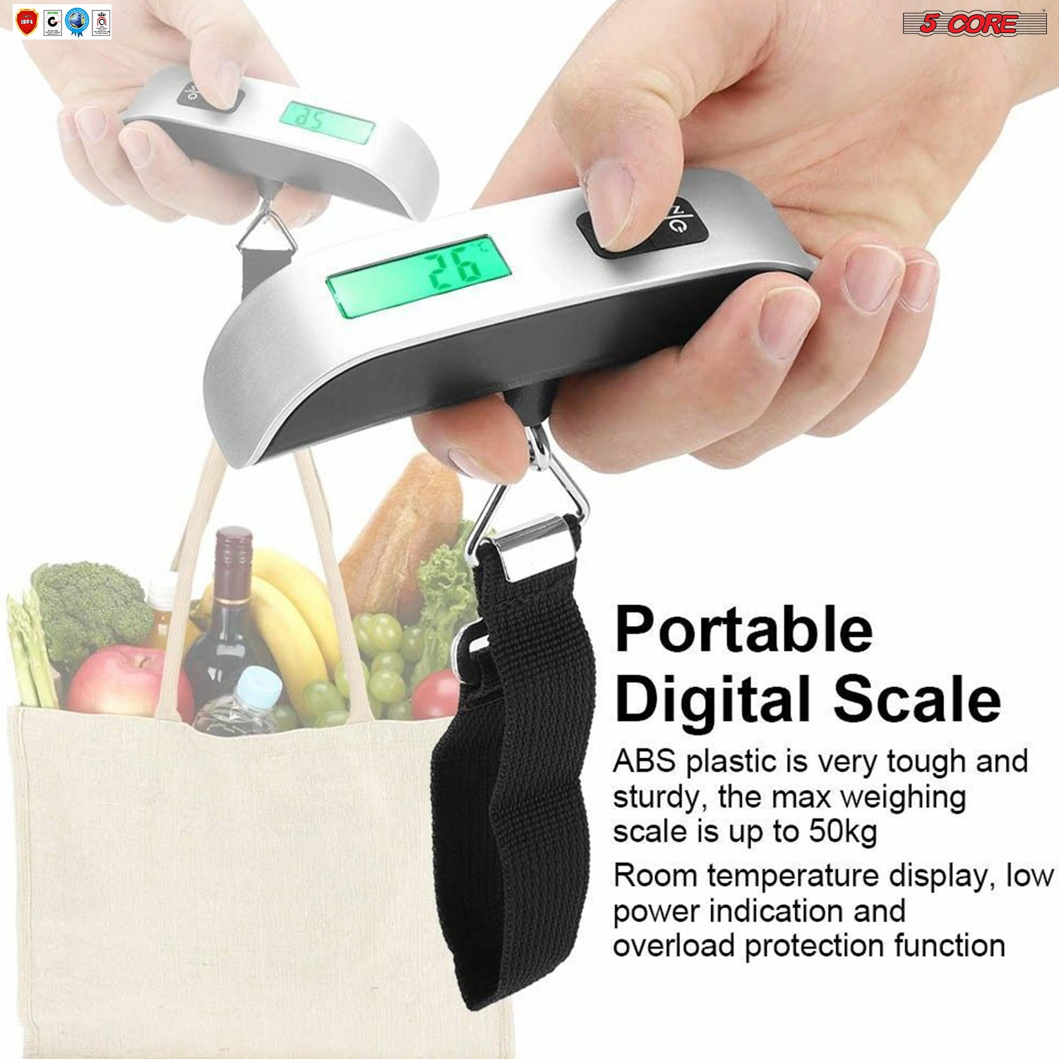 Luggage Scale Handheld Portable Electronic Digital Hanging Travel 110 lbs LSS-004 5Core - KME means the very best