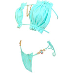 Load image into Gallery viewer, LUXE Candy Bandeau Top &amp; Thong Bottom - Mint Green Bikini - KME means the very best
