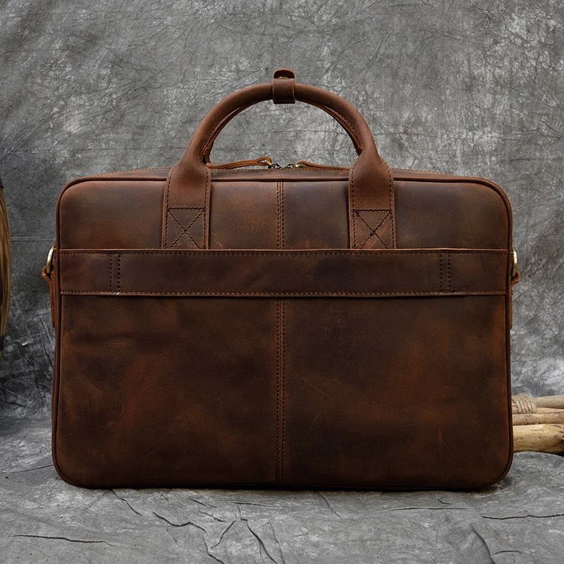 MAHEU Retro Briefcase Leather Handbag - KME means the very best