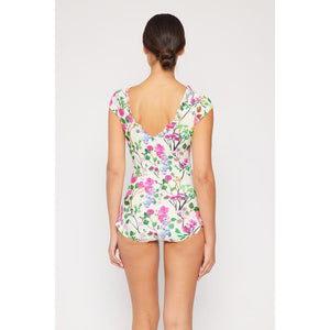 Marina West Swim Bring Me Flowers V-Neck One Piece Swimsuit Cherry Blossom Cream - KME means the very best