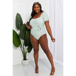 Load image into Gallery viewer, Marina West Swim Salty Air Puff Sleeve One-Piece in Sage - KME means the very best
