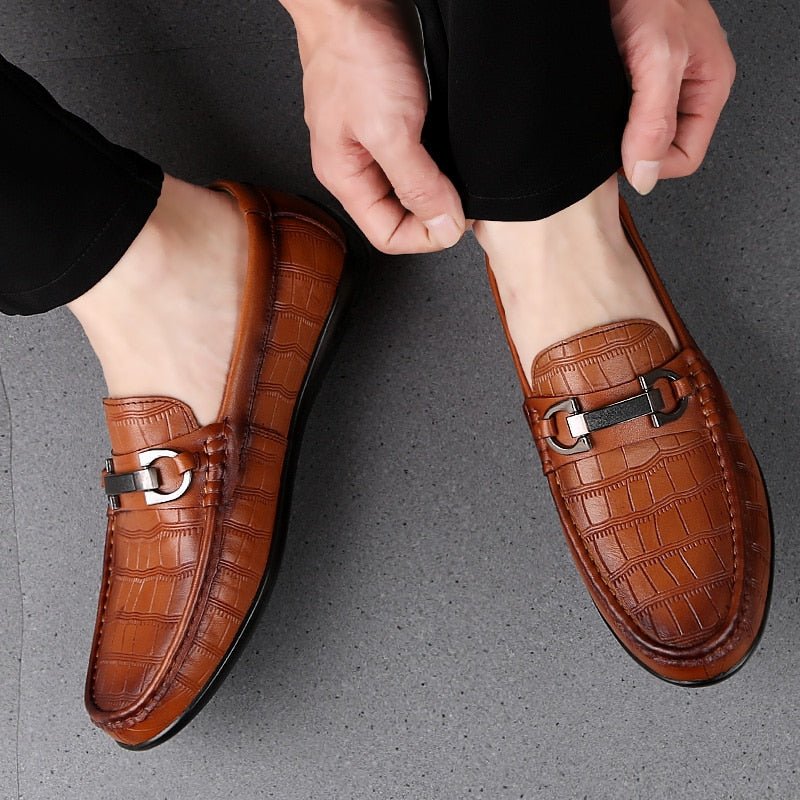 Men Loafers Real Leather Shoes Fashionable Men's Teens Boat Shoes Casual Leather Shoes - KME means the very best