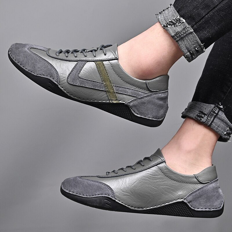 Men's Casual Shoes Handmade Leather Outdoor Walking Breathable Men Teens Loafers Slip-On Fashionable Sneakers - KME means the very best