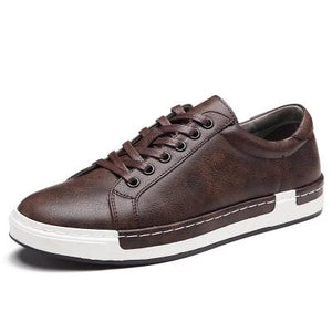 Men's Shoes Handmade Sneakers Vintage Men Teen Casual Slip-on Luxury Brown Brand Male Shoes Genuine Leather Tennis Shoes - KME means the very best