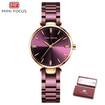 Load image into Gallery viewer, MINIFOUCS Women Watches Ladies Steel Watch Purple Quartz Waterproof Luxury Timepiece - KME means the very best
