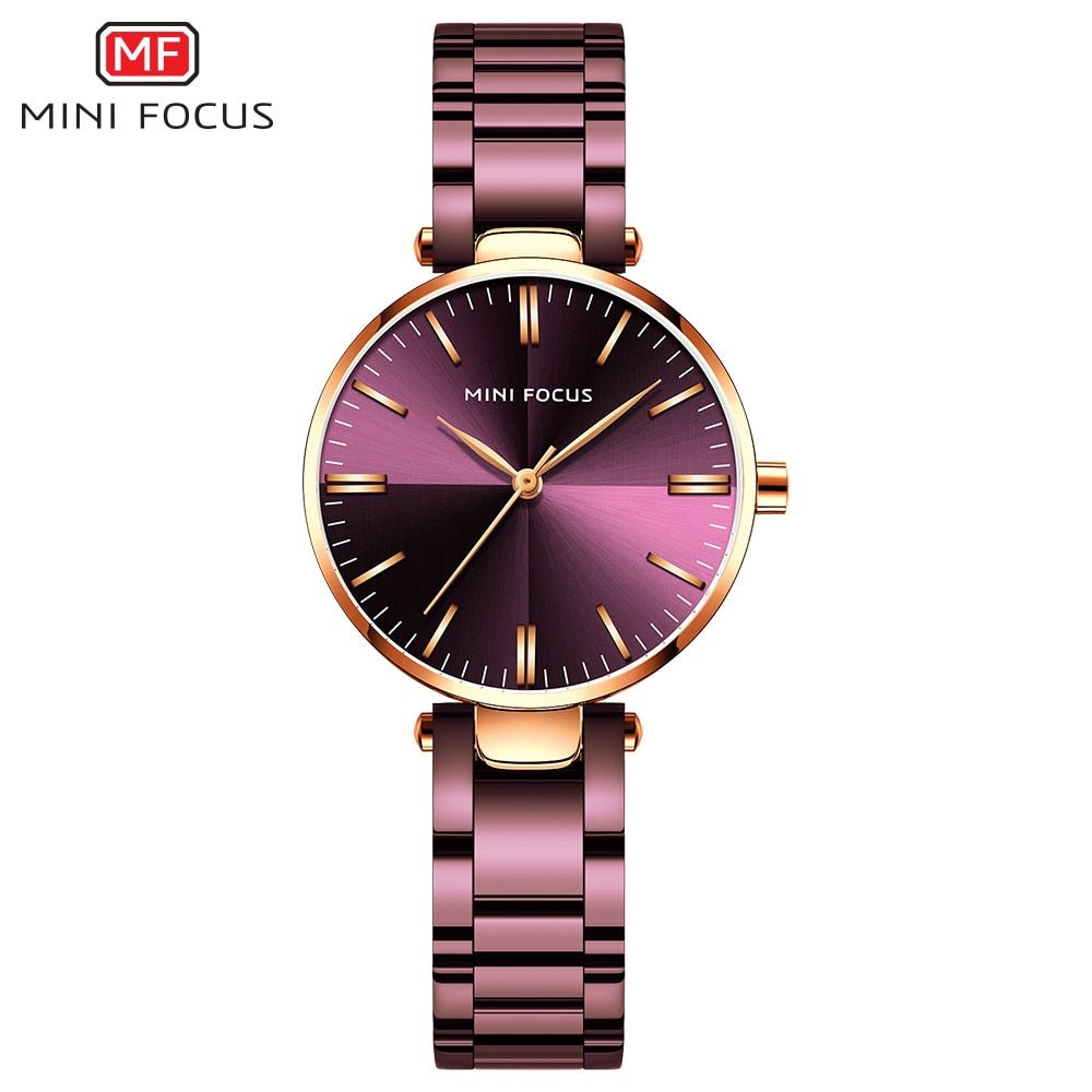 MINIFOUCS Women Watches Ladies Steel Watch Purple Quartz Waterproof Luxury Timepiece - KME means the very best