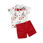 Load image into Gallery viewer, MULTI-TRUST-Toddler Baby Boy Clothes 2pc Outfit Shirt and Shorts Cartoon Printed Circus with Bow-knot - KME means the very best
