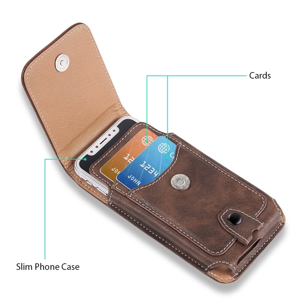 Phone Case Universal Leather For iPhone XS 11 Pro Max 6 7 8 Plus Waist Bag Magnetic Belt Clip Holster Cover for Redmi Note - KME means the very best