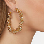 Load image into Gallery viewer, Playful Gold Beaded Pamela Hoop Earrings: Contemporary Elegance for Effortless Glamour - KME means the very best
