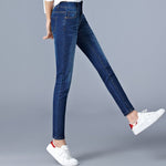 Load image into Gallery viewer, Skinny Jeans for Woman high waist full Length skinny pencil black blue Denim Pants - KME means the very best
