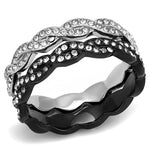 Load image into Gallery viewer, Sleek Two-Tone IP Black Crystal Stainless Steel Ring: Modern Elegance in Clear - Fast Shipping - KME means the very best
