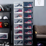 Load image into Gallery viewer, Sneakers Display Storage Boxes 2 Pack Stackable Cabinet For High-Tops Dustproof Shoe Storage Rack Organizer - KME means the very best
