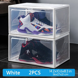 Sneakers Display Storage Boxes 2 Pack Stackable Cabinet For High-Tops Dustproof Shoe Storage Rack Organizer - KME means the very best
