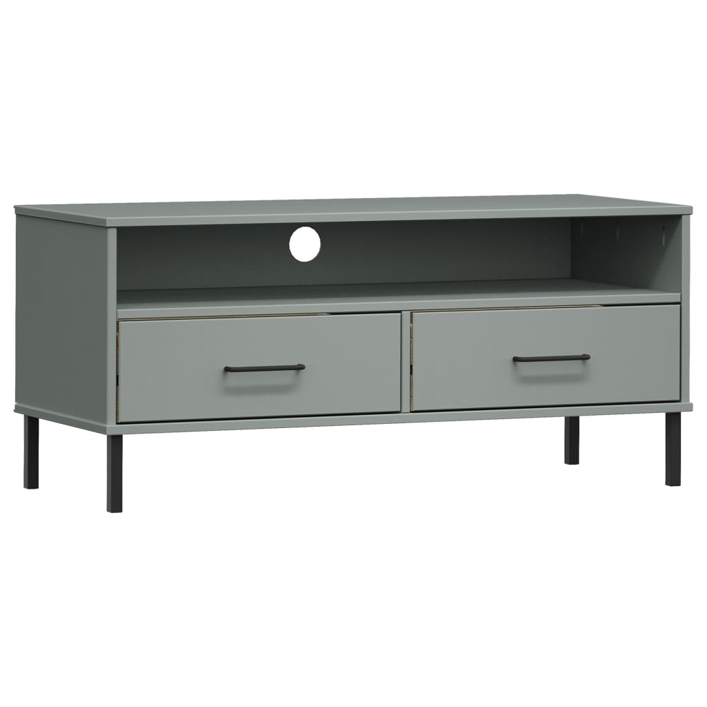 Solid Wood Pine TV Cabinet with Metal Legs OSLO Furniture Multi Colors - vidaXL - KME means the very best