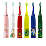 Load image into Gallery viewer, Sonic Children Electric Toothbrush Colorful Cartoon With Replacement Heads Ultrasonic Rechargeable Soft Bristles Cleaning Brush - KME means the very best
