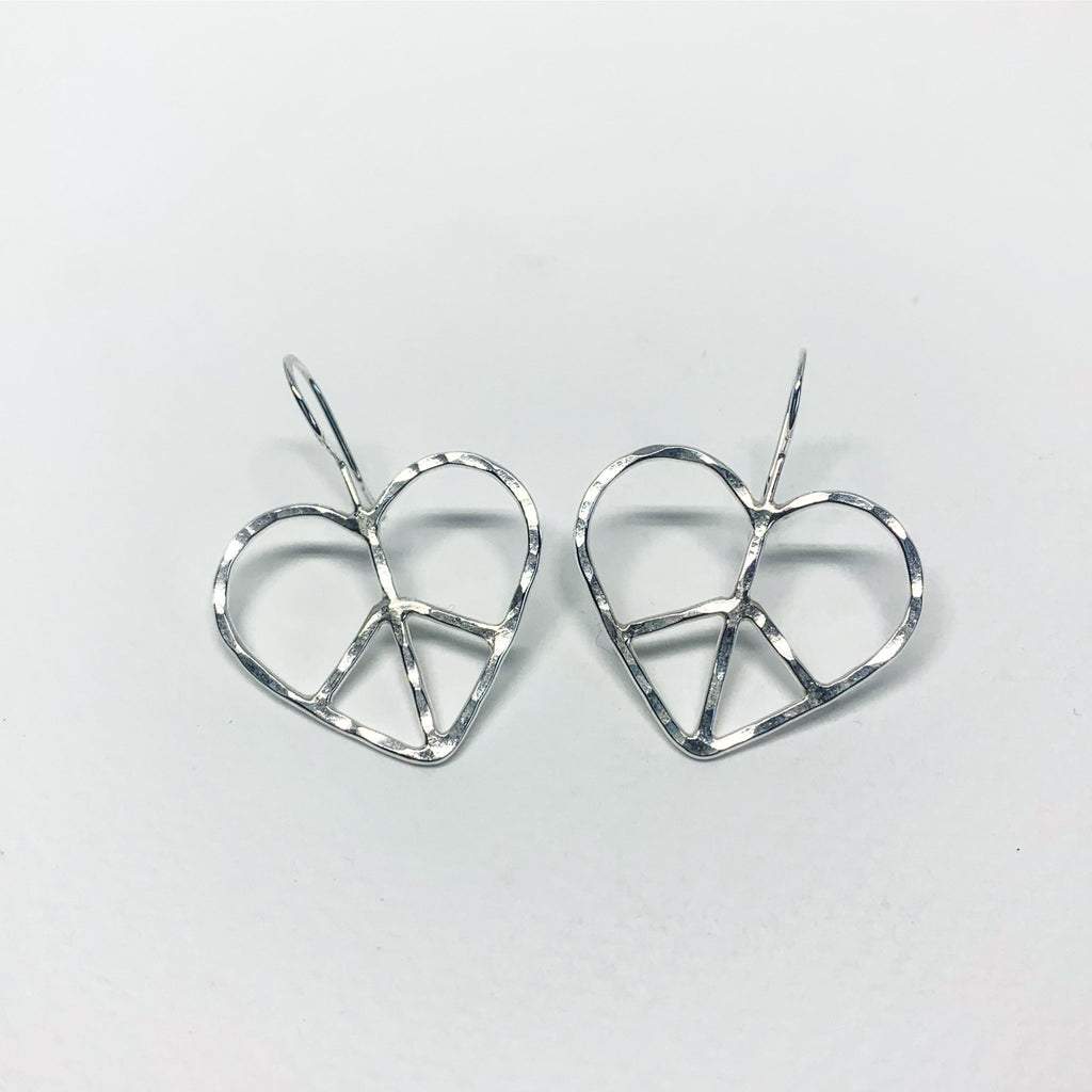 Spirit of Harmony: Small Heart-Shaped Peace Sign Earrings for Radiant Elegance - KME means the very best