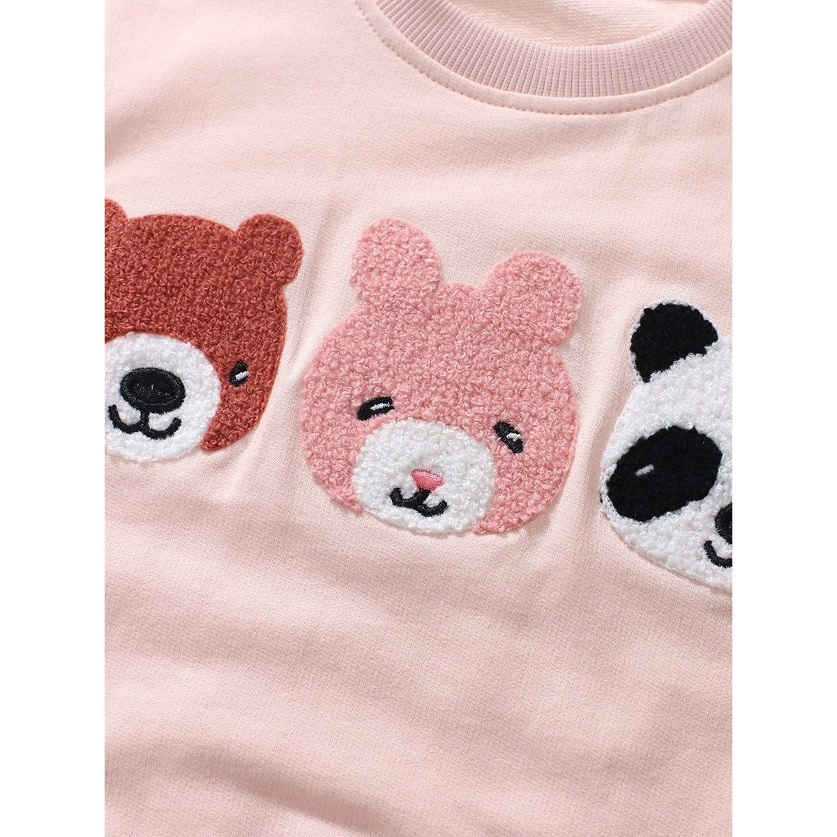 Spring Baby Kids Girls Animals Embroidery Long Sleeves Pullover And Polka Dots Pants Clothing Set - KME means the very best