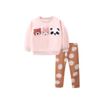 Load image into Gallery viewer, Spring Baby Kids Girls Animals Embroidery Long Sleeves Pullover And Polka Dots Pants Clothing Set - KME means the very best

