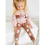 Load image into Gallery viewer, Spring Baby Kids Girls Animals Embroidery Long Sleeves Pullover And Polka Dots Pants Clothing Set - KME means the very best
