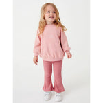 Load image into Gallery viewer, Spring Baby Kids Girls Letters Embroidery Long Sleeves Pullover and Solid Flared Pants Set | KME - Quality Children&#39;s Apparel - KME means the very best
