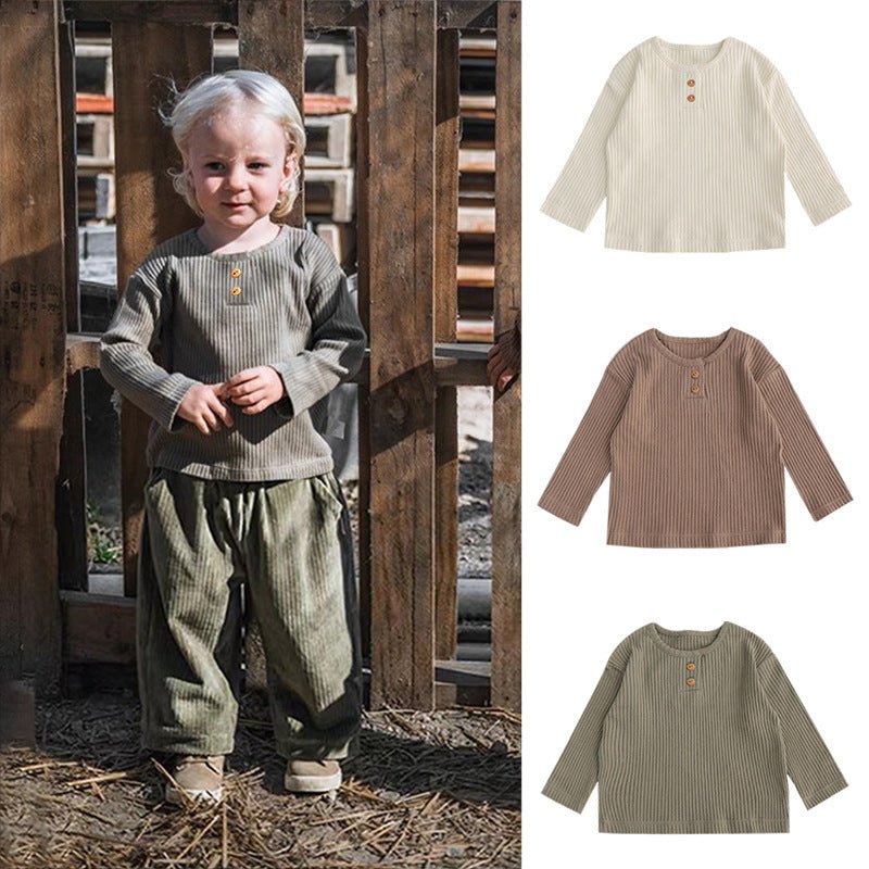 Spring Baby Kids Unisex Solid Color Crew Neck Top and Pants Set | KME - Quality Children's Apparel - KME means the very best