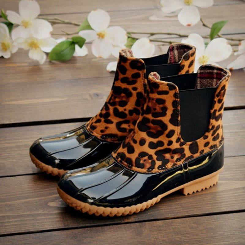 Step Out in Style with Our Women's Leopard Rain Boots - Fashionable and Functional Waterproof Footwear - KME means the very best
