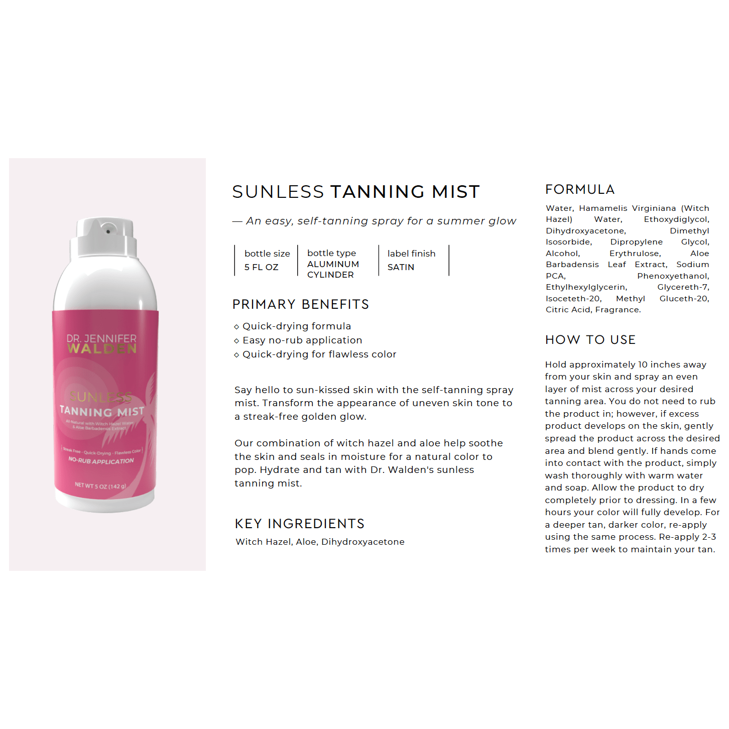 Sunless Tanning Mist with Aloe & Witch Hazel - KME means the very best