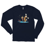 Load image into Gallery viewer, T-Shirt Calvin and Hobbes Dancing with Record Player Long Sleeve Shirt - KME means the very best
