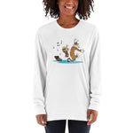 Load image into Gallery viewer, T-Shirt Calvin and Hobbes Dancing with Record Player Long Sleeve Shirt - KME means the very best
