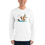 Load image into Gallery viewer, T-Shirt Calvin and Hobbes Dancing with Record Player Long Sleeve Shirt - KME means the very best
