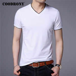 T Shirt Men Cotton V-Neck Short Sleeve Casual Tee - KME means the very best