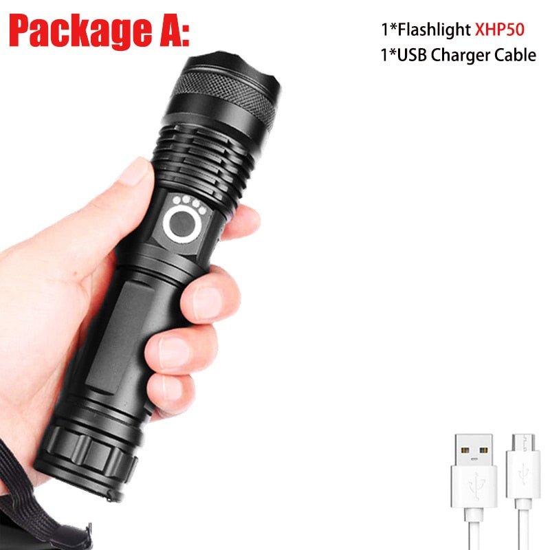 TITANFIRE-T20 Super Bright XHP90/XHP70 LED Flashlight High Lumens Zoomable Rechargeable Power Display Powerful Torch 26650 Handheld Light - KME means the very best