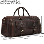 Load image into Gallery viewer, Travel Bag Vintage Leather Travel Duffle Bag With Shoe Pocket 20 inch Big Capacity Real Leather Weekender Luggage Bag large Messenger Bag - KME means the very best
