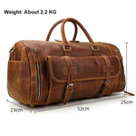 Load image into Gallery viewer, Travel Bag Vintage Leather Travel Duffle Bag With Shoe Pocket 20 inch Big Capacity Real Leather Weekender Luggage Bag large Messenger Bag - KME means the very best
