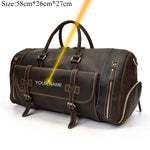 Load image into Gallery viewer, Travel Bag Vintage Leather Travel Duffle Bag With Shoe Pocket 20 inch Big Capacity Real Leather Weekender Luggage Bag large Messenger Bag - KME means the very best
