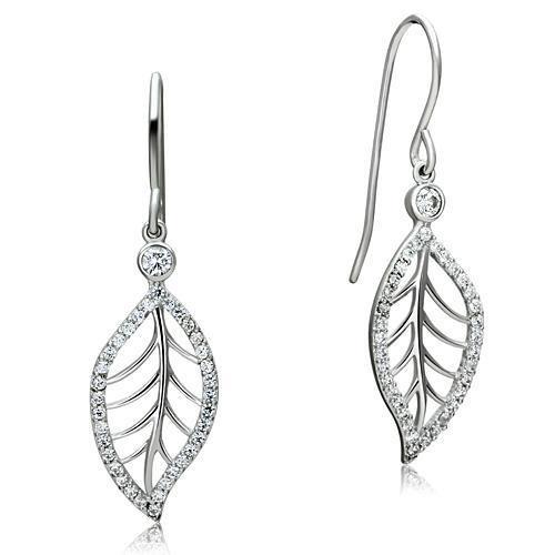TS068 - Rhodium 925 Sterling Silver Earrings with AAA Grade CZ in Clear - KME means the very best
