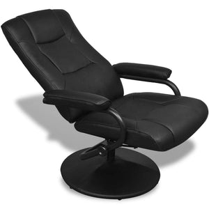 TV Armchair with Footstool Black Faux Leather - KME means the very best