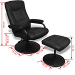 Load image into Gallery viewer, TV Armchair with Footstool Black Faux Leather - KME means the very best
