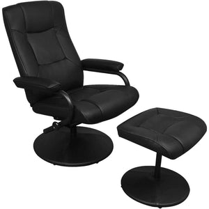 TV Armchair with Footstool Black Faux Leather - KME means the very best