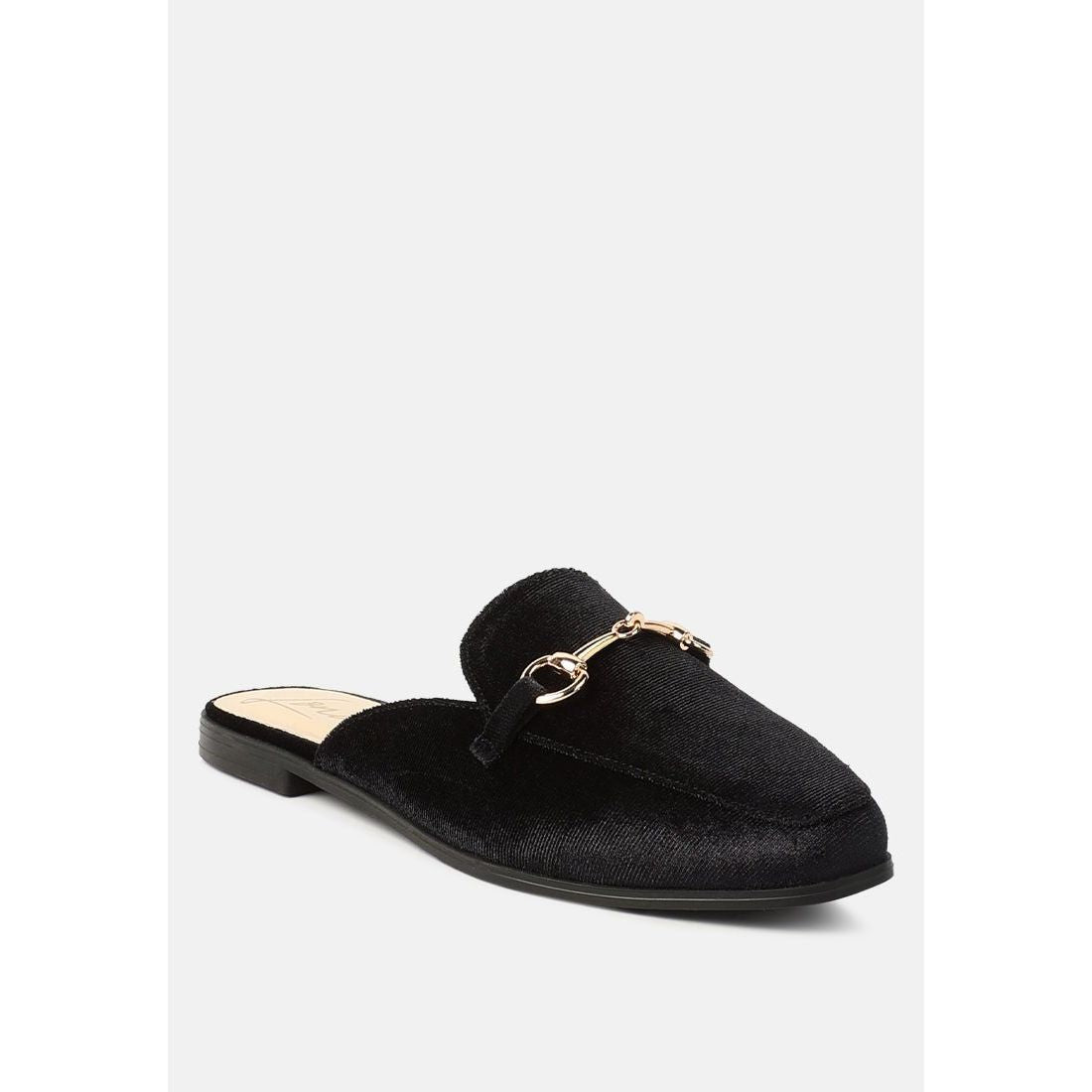 Velvet Buckled Flat Mules Slippers For Women - KME means the very best