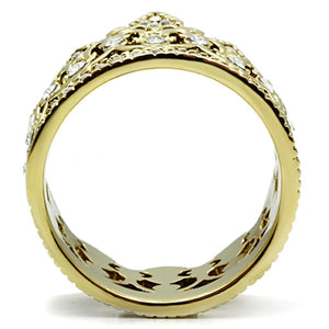 Versatile Clear Crystal IP Gold Stainless Steel Ring: Timeless Elegance for All - Fast Shipping - KME means the very best