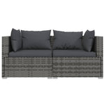 Load image into Gallery viewer, vidaXL 2-Seater Sofa with Cushions Gray Poly Rattan - KME means the very best
