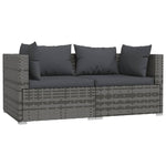 Load image into Gallery viewer, vidaXL 2-Seater Sofa with Cushions Gray Poly Rattan - KME means the very best
