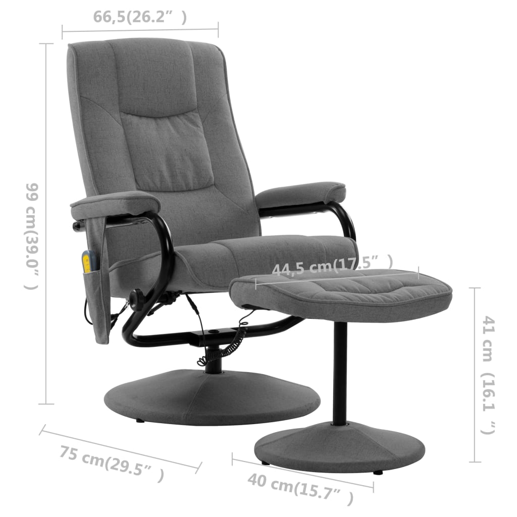 vidaXL Massage Chair Accent Massage Recliner Armchair with Footrest Fabric - KME means the very best