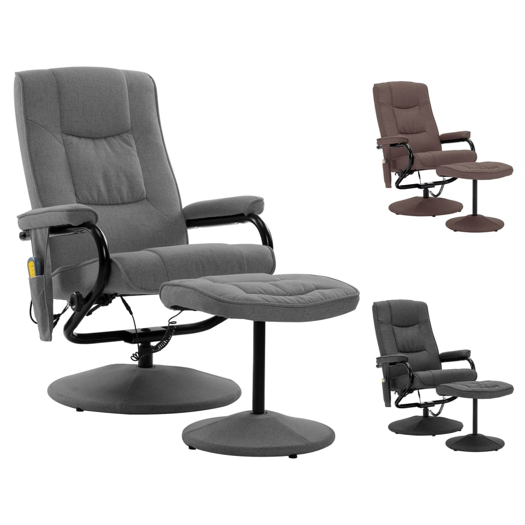 vidaXL Massage Chair Accent Massage Recliner Armchair with Footrest Fabric - KME means the very best