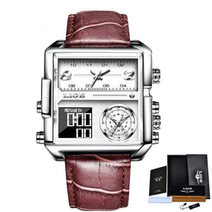 Watch Men Luxury Rectangle Quartz Military Watches Waterproof Luminous Leather Men's Wristwatch - KME means the very best