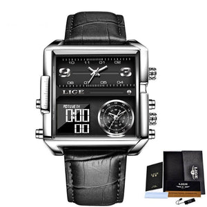Watch Men Luxury Rectangle Quartz Military Watches Waterproof Luminous Leather Men's Wristwatch - KME means the very best